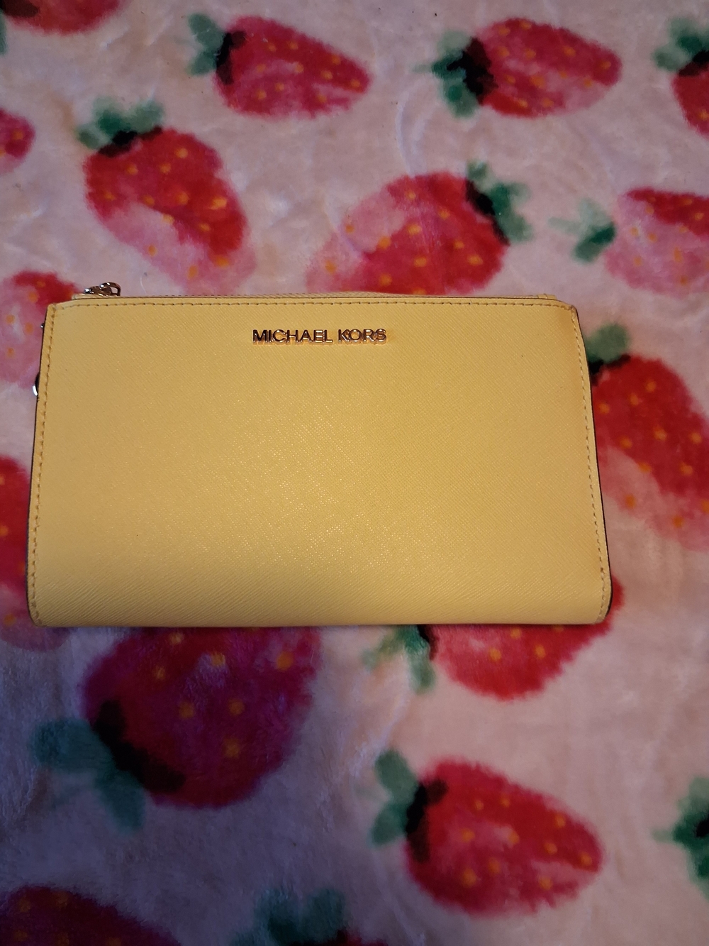 Michael Kors Lemon Yellow Zip-Around Wallet with Gold Logo